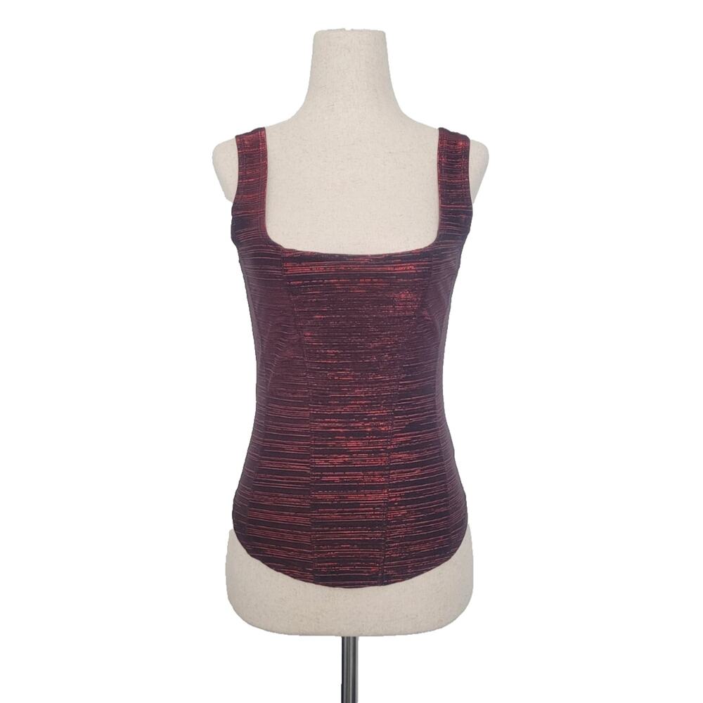 Vintage Y2K Formula X Shimmer Corset Style Tank Top Size S Red Vamp Goth Grunge